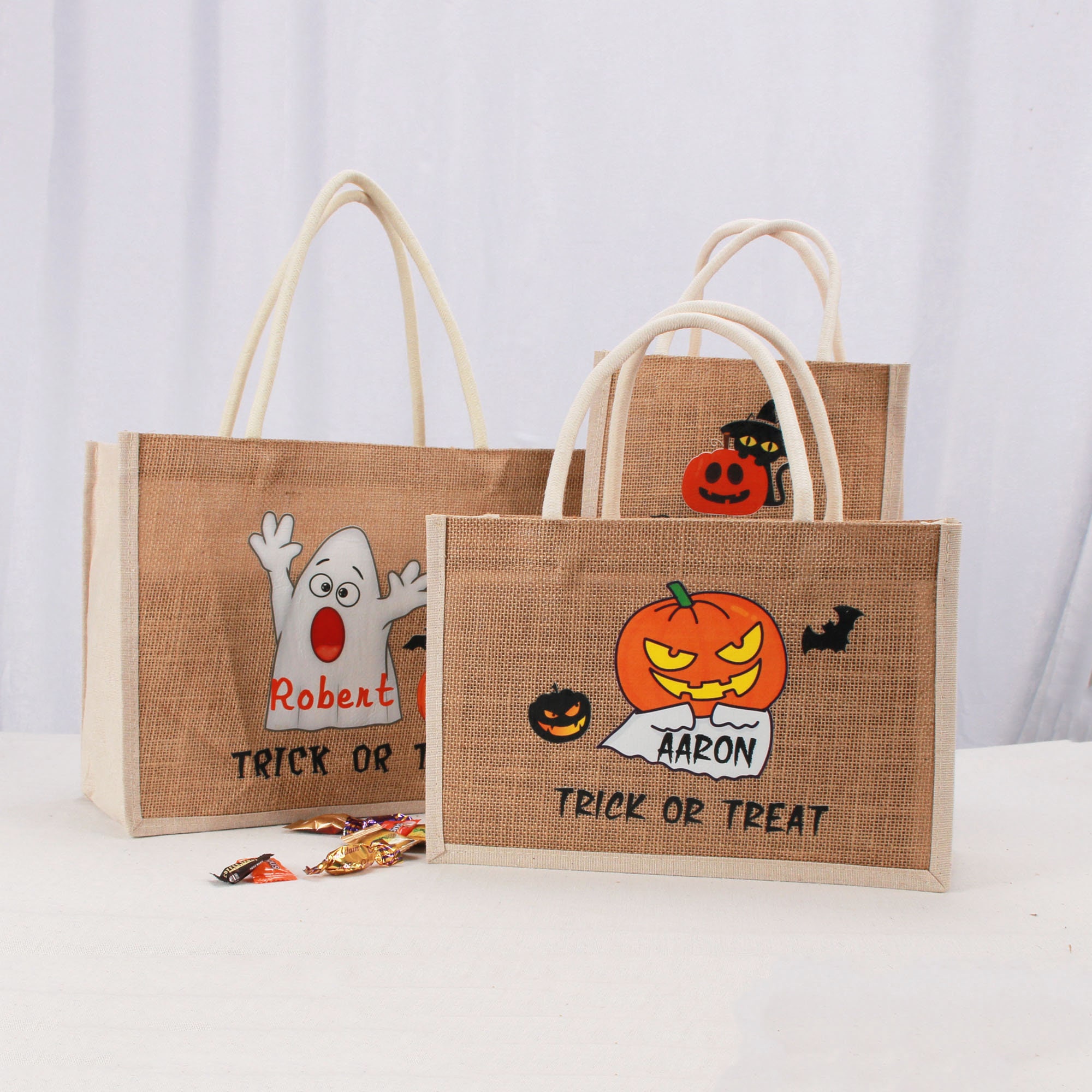 Custom Halloween Bag for Trick or Treat，Personalized, Halloween Basket,  Present Gift for Kids，Halloween Treat Bags