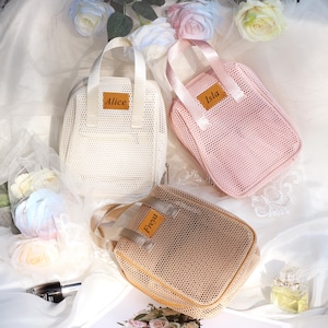 Personalized Mesh Toiletry Bag,Custom Large Capacity Makeup Bag,Portable Handbag,Cosmetic Pouch,Bridesmaid Gift,Valentine&#39;s Day Gift Women