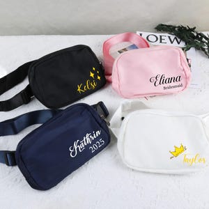 Personalized Nylon Fanny Pack，Custom Belt Bag for Kids，Crossbody bag  for Women/Bridesmaid/Kids， Travel Fanny Pack