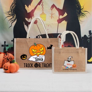カスタムハロウィンキャンディバスケット、トリックオアトリート、パーソナライズ、ハロウィンバスケット、子供へのプレゼントギフト、ハロウィントリートバッグ、ハロウィントリート