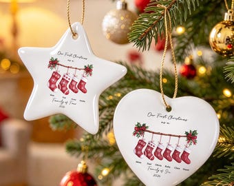 Personalised First Christmas as a Family of 4 Ornament, Baby First Christmas Tree Ornament, 1st Xmas Ornament 2026