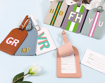 Personalized Vegan Leather Luggage Tag,Wedding Party Favors,Bridesmaid Gift,Custom Travel Tag,Monogram Suitcase Tag,Girls Trip,Travel Gift