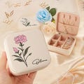 Personalized Jewelry Case,Travel Jewelry Box, Bridesmaids Gift，Custom Name Birth Flower Jewelry Box product logo