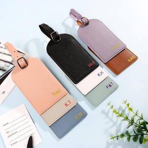 Personalized Vegan Leather Luggage Tag,Travel Accessories,Bridesmaid Travel Tag,Personalized Gift,Gift for Couple,Wedding Place Card