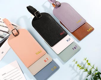 Personalized Vegan Leather Luggage Tag,Travel Accessories,Bridesmaid Travel Tag,Personalized Gift,Gift for Couple,Wedding Place Card
