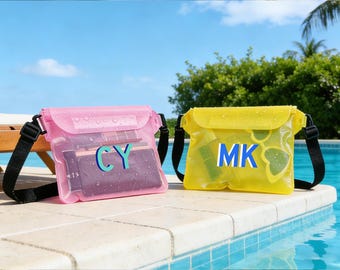 Large Waterproof Phone Bag,Shadow Monogram Pool Bag ,Wet Dry Pool Bag,Custom Beach Bag, Bachelorette Party Favor,Girls Weekend,Girl's Trip