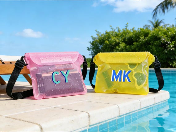 Large Waterproof Phone Bag,Shadow Monogram Pool Bag ,Wet Dry Pool Bag,Custom Beach Bag, Bachelorette Party Favor,Girls Weekend,Girl's Trip