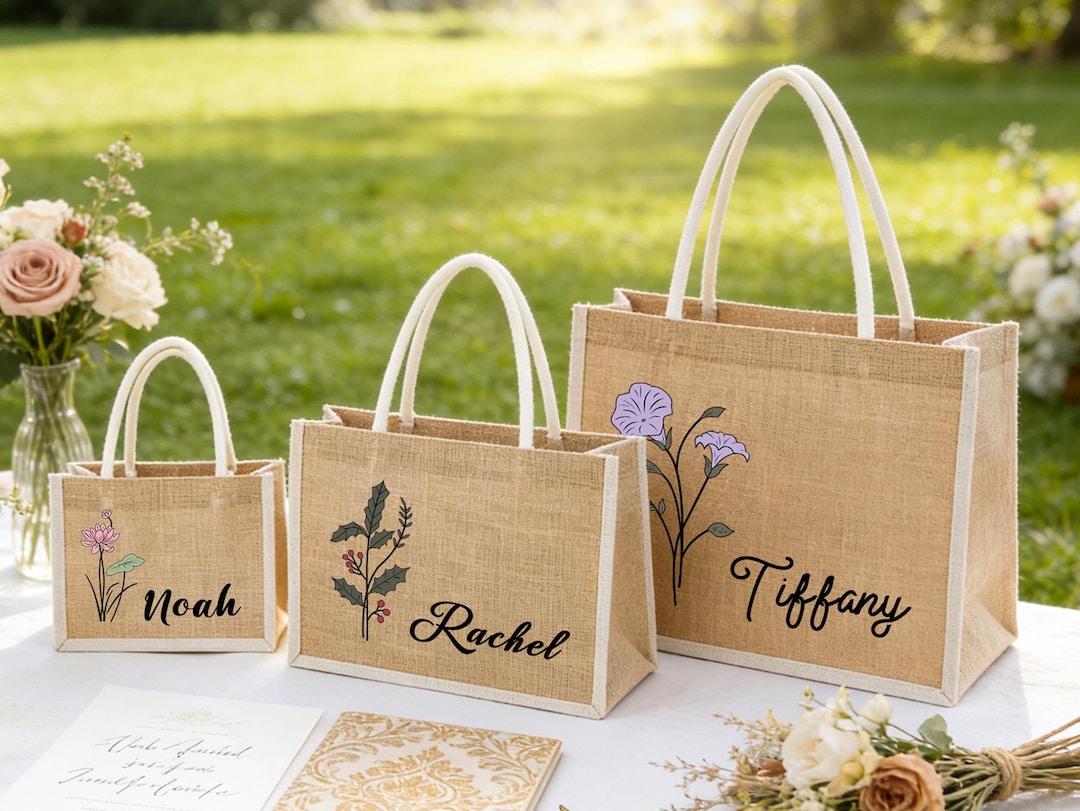 Personalized Burlap Tote Bags,bridesmaid Tote Bag,bachelorette Party ...