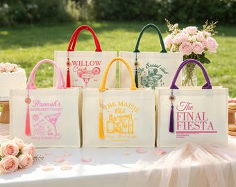 Personalized Bachelorette Tote Bag, Custom Bach Trip Beach Bag, Bridesmaid Gift, Bridal Party Tote, Wedding Weekend Gift, Girls Trip Bag