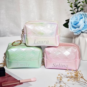 Neceser personalizado, neceser de piel sintética, neceser para dama de honor, neceser portátil, propuesta de dama de honor, clutch personalizado