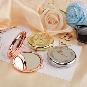 Espejo de bolsillo grabado, espejo de bolsillo personalizado para mujer, regalos para novias, damas de honor, regalo con nombre personalizado, regalo para despedida de soltera.