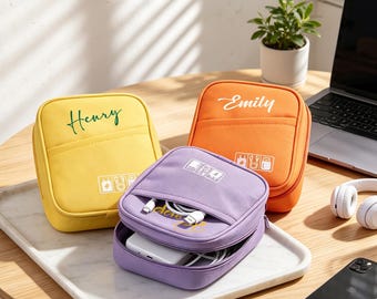 Personalized Travel Cable Bag,Cable Organizer,Travel Electronics Bag,Waterproof Storage Bag for Cable,Travel Organizer,Portable Organizer