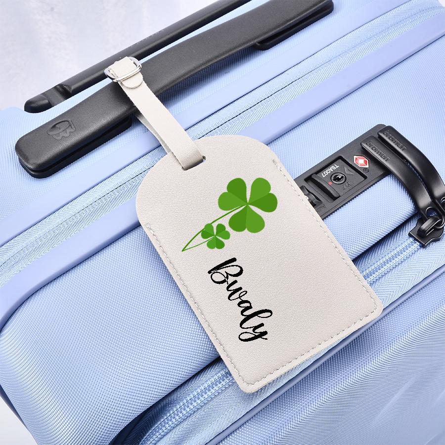 Personalized Lucky Clover Luggage Tag，Travel Gift, Shamrock,Birthday Gift , Event Place Cards, Gift Tags Wedding Bridesmaid Travel Bag