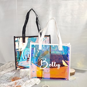 Personalisierte Strandtasche, Brautjungfer Tragetasche, Brautjungfer Souvenir Tasche, wasserdichte Tasche, Hochzeit Gastgeschenke, Junggesellinnenabschied, Muttertagsgeschenk