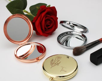 Customized Portable Makeup Mirror,Laser Carving Mirror,Personalized Name Mirror,Bridesmaid Gift,Hen Party Gift,Gift for Women