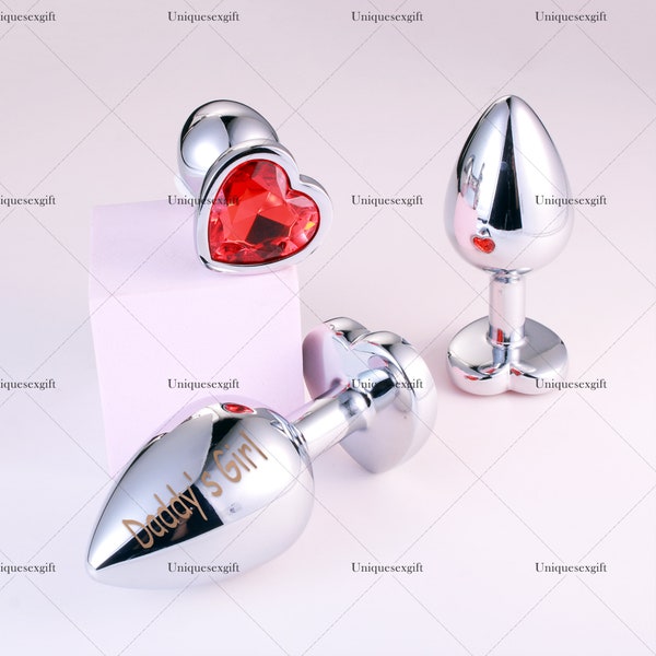 Metal Heart Butt Plugs，Customized Jeweled Anal Plugs，Beginner Anal Toys，Anal Training, Mature