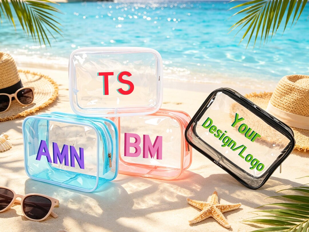 Motor Pool Monogram Personalized Monogram Clear PVC Pool and Beach Bag, Custom Initial Wet ...