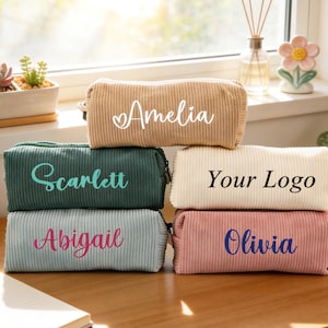 Gepersonaliseerde corduroy etui kerstcadeau,aangepast naamzakje voor vrienden en klasgenoten,terug naar schoolcadeau