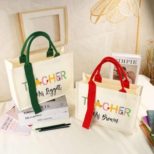 Sac fourre-tout personnalisé en toile de coton pour professeur, cadeau personnalisé pour Noël de professeur, sac cadeau personnalisé de remerciement pour professeur, sac cadeau personnalisé pour professeur