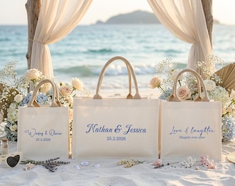 Borsa tote personalizzata di benvenuto per matrimonio, regalo per damigella d'onore, borsa in tela per il corteo nuziale.