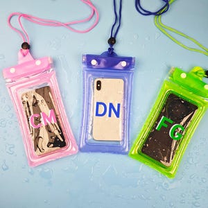Personalisierte wasserdichte Handytasche, Schatten-Monogramm, Pool-Tasche, nasse trockene Tasche, wasserdichte Tasche für Pool, Strandtasche, dreifach versiegelte wasserdichte Tasche