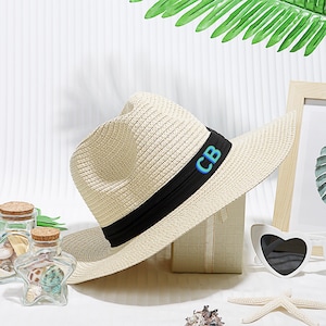 Personalized Straw Hat,Sun Hat Wide Brim For Women,Custom Monogram Straw Beach Hat,Summer Hat,Vacation Hat,Bridesmaid Gift, Bridal Party