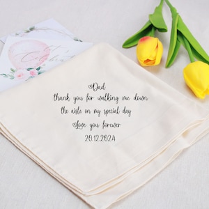 Fazzoletto da sposa per papà, fazzoletto da uomo personalizzato, regalo per il padre della sposa, stampa messaggio personalizzato