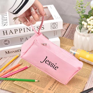 Trousse personnalisée, Fournitures scolaires, Cadeau de Noël pour enfant, Trousses double épaisseur avec poignée, Cadeau pour enfant, Nom personnalisé