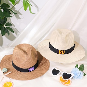 Personalized Name Straw Hat,Custom Beach Hat for Honeymoon,Monogram Hat,Bridesmaid Gifts,Bride Wedding Party,Bridal Party,Bachelorette Party