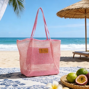 Benutzerdefinierte Strandtasche, Rosa Sommer Schwimmen Aufbewahrungstasche, Hochzeit Brautjungfer Geschenk, Geburtstagsgeschenk Bild 9