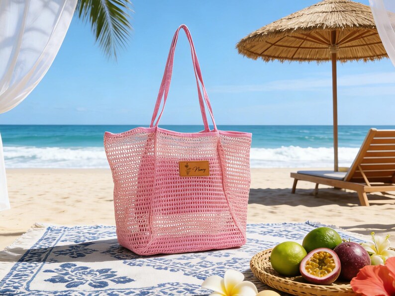Benutzerdefinierte Strandtasche, Rosa Sommer Schwimmen Aufbewahrungstasche, Hochzeit Brautjungfer Geschenk, Geburtstagsgeschenk Bild 9
