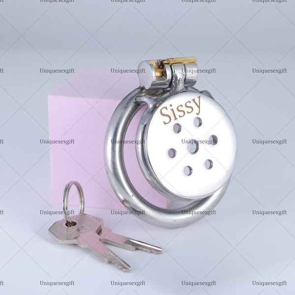 Customized Male Chastity Device,Super Small Stainless Steel Chastity Cage,Penis Lock, Engraving Name,Date,Bitch,Letters, etc