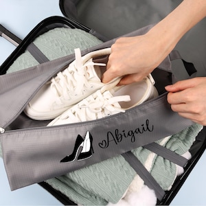Bolsa para zapatos personalizada con nombre, bolsa a prueba de olores, accesorios de viaje