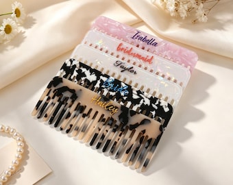 Benutzerdefinierte Name Haarkamm, Vintage Acetat Kamm, personalisiertes Geschenk für sie, Brautjungfer Geschenk, Hochzeitsgeschenk, Geburtstagsgeschenk für Frauen