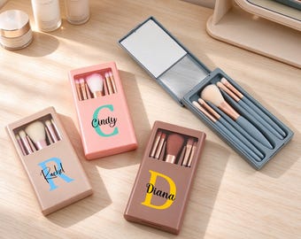 Personalized Makeup Brushes Set,Bridal Shower Favors,Bridesmaid Gifts,Ultimate Portable Make-up Brush Set,Make up Pouch Travel Organizer