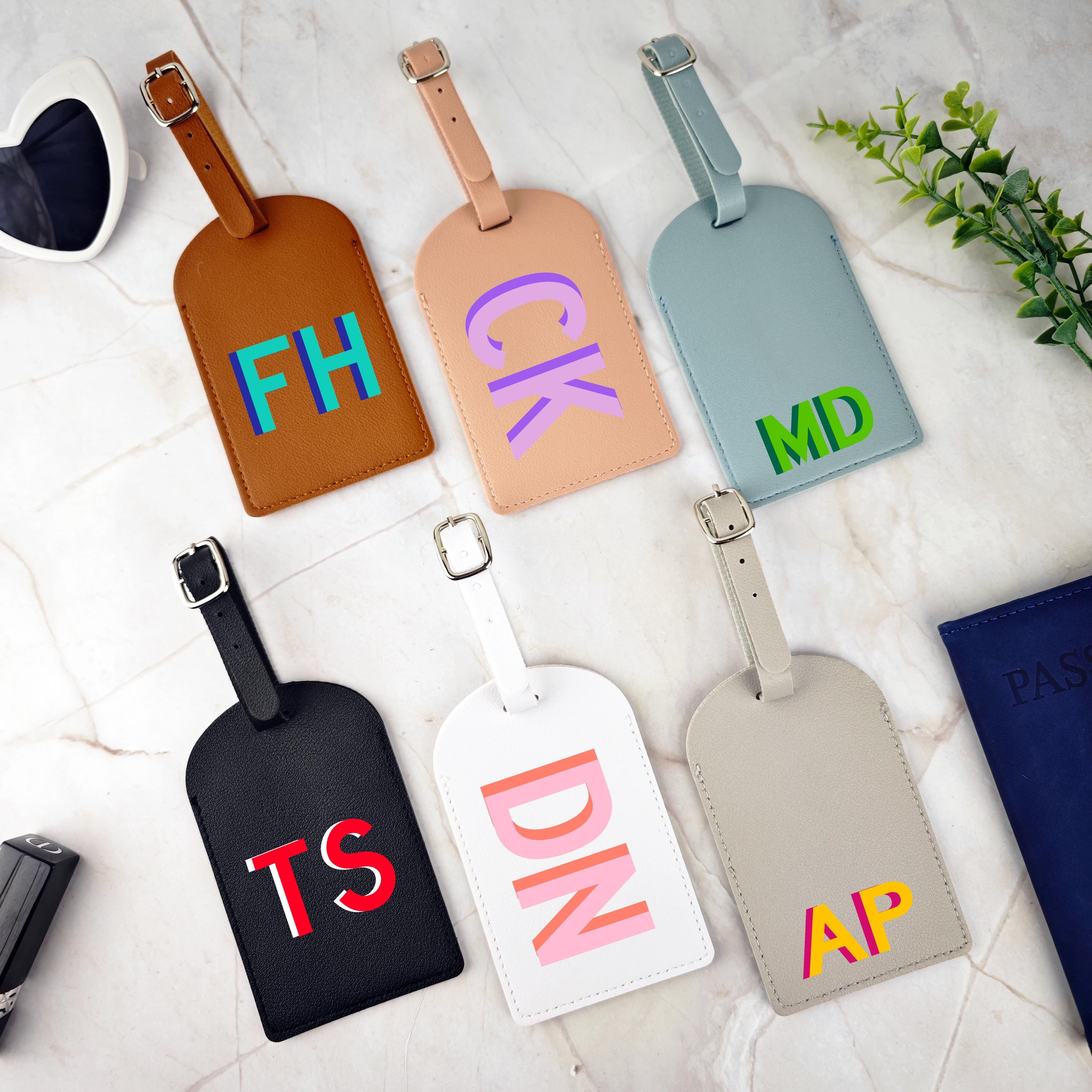 Personalized Vegan Leather Luggage Tag,Wedding Party Favors,Custom Travel Tag,Monogram Suitcase Tag,Girls Trip,Bridesmaid Gift,Travel Gift