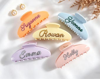 Fermaglio per capelli personalizzato con nome, accessorio decorativo per capelli personalizzato, anniversario, sposa, damigella d'onore, addio al nubilato