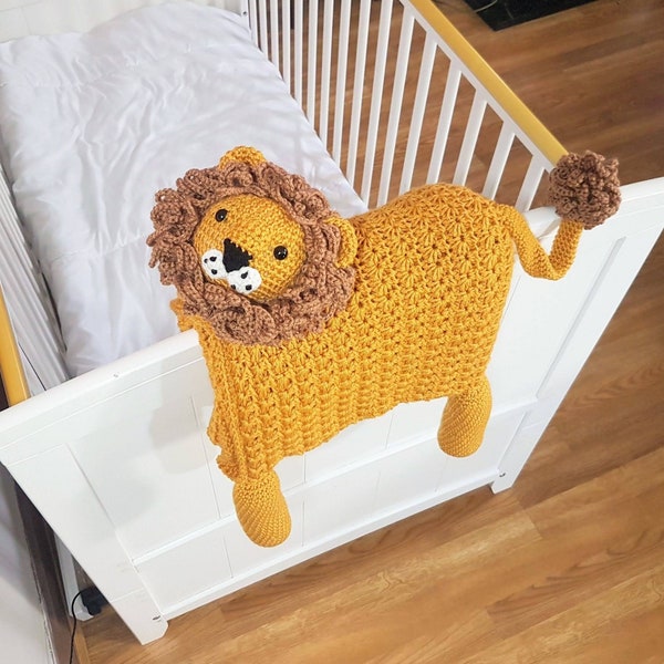 3in1 Safari Lion Folding Baby Blanket Crochet Pattern | Stroller Pram Toy Security Blanket Lovey | Baby Shower Gift For Boy Girl Present Toy