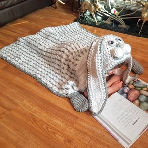 2 in 1 Hooded Woodland Bunny Rabbit Blanket in Adult and Child Sizes Crochet Pattern - Folding Blanket - Farm Animals - Great Gift