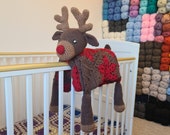 3in1 Festive Reindeer Folding Baby Blanket Crochet Pattern | Stroller Pram Toy Security Blanket Lovey Baby Shower Gift For Boy Girl Play mat