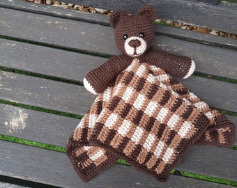 CROCHET PATTERN | Bear Lovey PDF | Woodland Baby Security Blanket | Amigurumi Bear Comforter | Baby Shower Gift