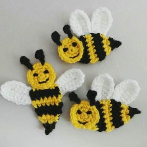 4 X Small Bee Clothing Patches, Bee Iron on Patches, Bee Fabric