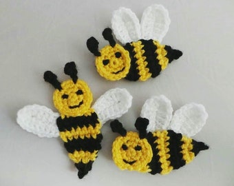 Happy Bee Crochet Applique Pattern | Modular Shapes (US Terms)