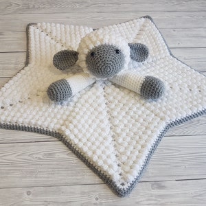 Liam The Lamb Baby Lovey Blanket Comforter Security Blanket Crochet Pattern Baby Shower Gift Farm Animals Sheep Lovey Blankie For Baby image 1