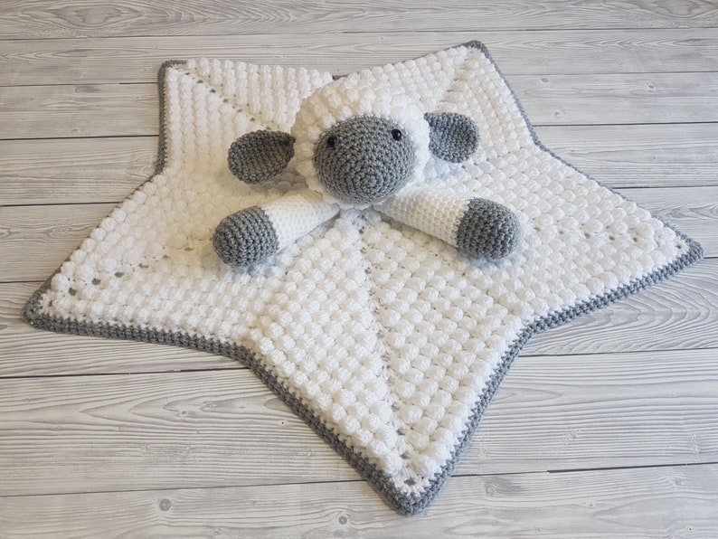 Liam The Lamb Baby Lovey Blanket Comforter Security Blanket Crochet Pattern Baby Shower Gift Farm Animals Sheep Lovey Blankie For Baby image 1