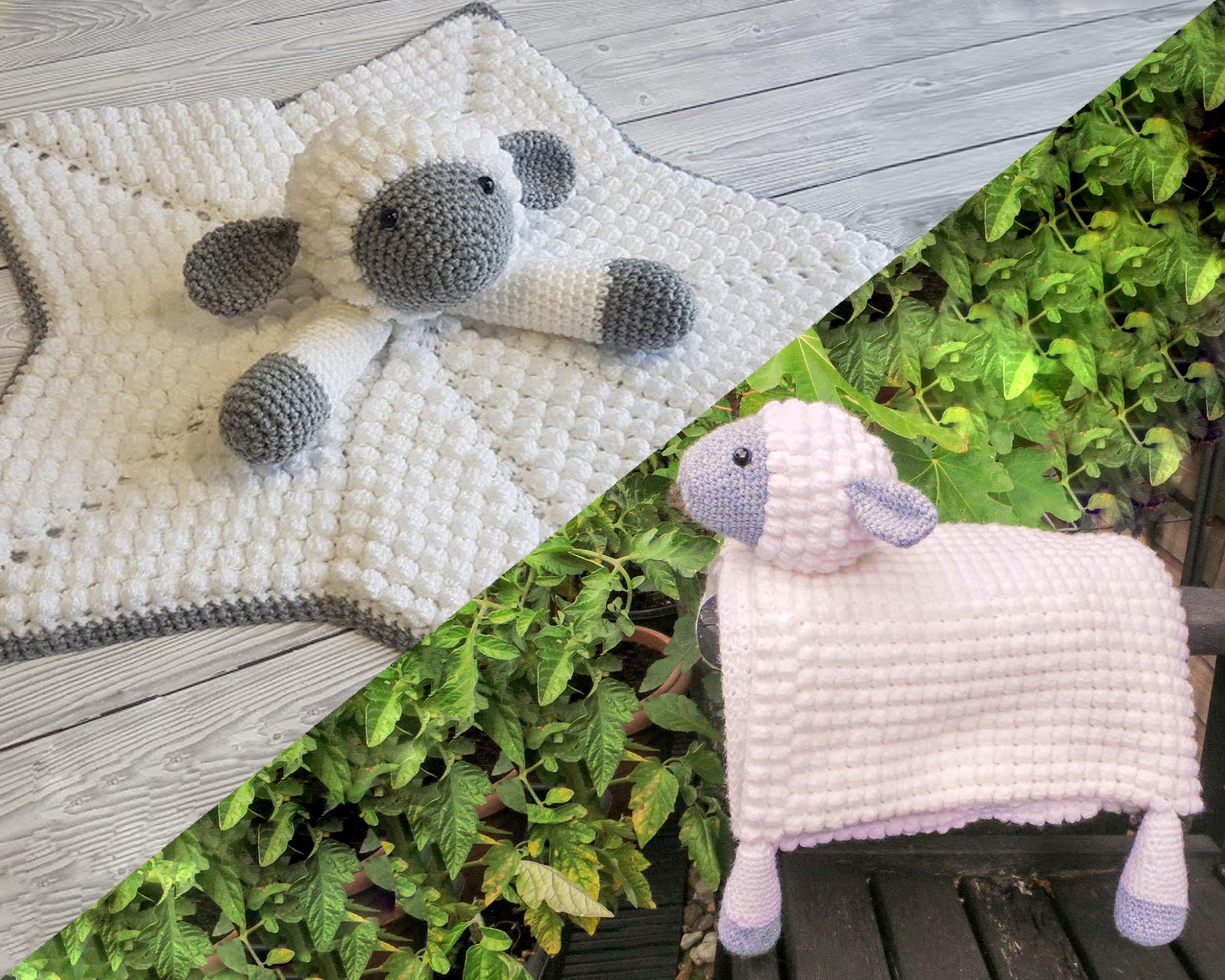 Sheep Baby Blanket Lamb Lovey Baby Shower Set Crochet Pattern