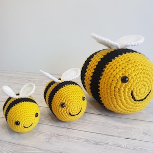 TikTok Bee Crochet Pattern In 3 Sizes Giant Bee Pattern Bumblebee Baby Bee Crochet Baby Shower Gift Amigurumi Bee Toy Christmas Gift image 1