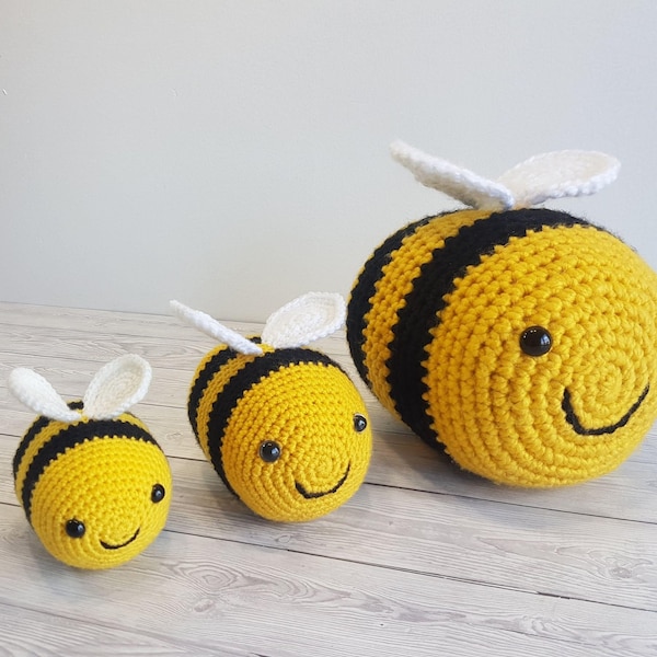 TikTok Bee Häkelanleitung In 3 Größen | Riesenbienenmuster - Hummel Baby Biene häkeln - Babypartygeschenk - Amigurumi Bienenspielzeug Weihnachtsgeschenk