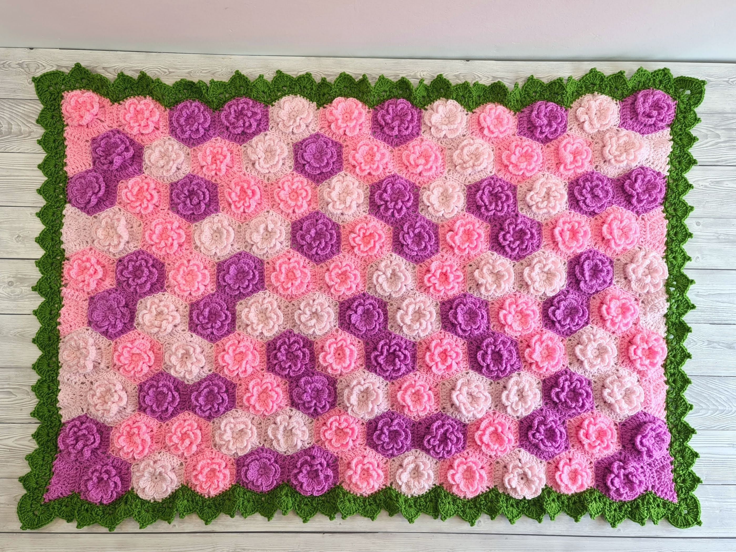 Crochet Pattern & Video Summer Garden Blanket Flower