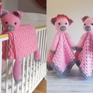 Farm Pig Baby Blanket & Piggy Lovey Baby Shower Set CROCHET PATTERN Multipurpose Blanket Toy Play Mat Baby Security Blanket Stroller Cot Bla